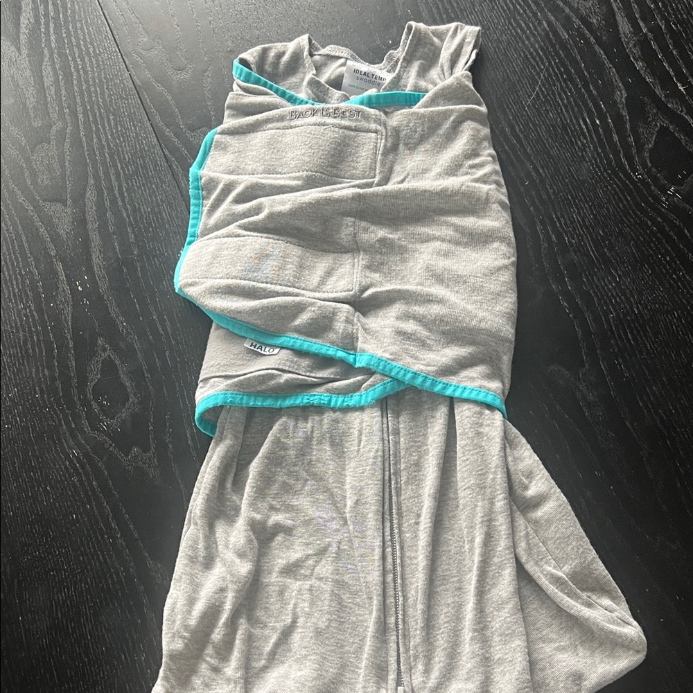 Halo Newborn SleepSack in Heather Gray with Teal Trim